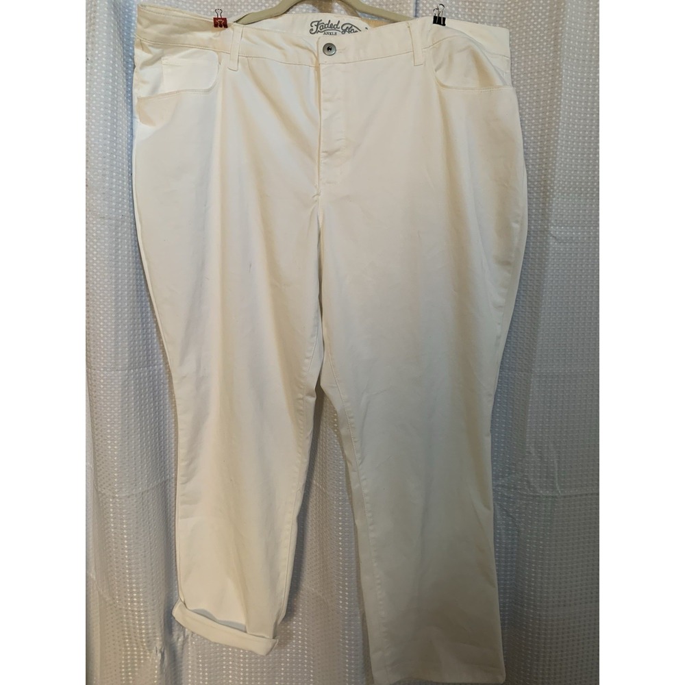 Faded Glory Skinny Roll Cuff Ankle Jean White 26